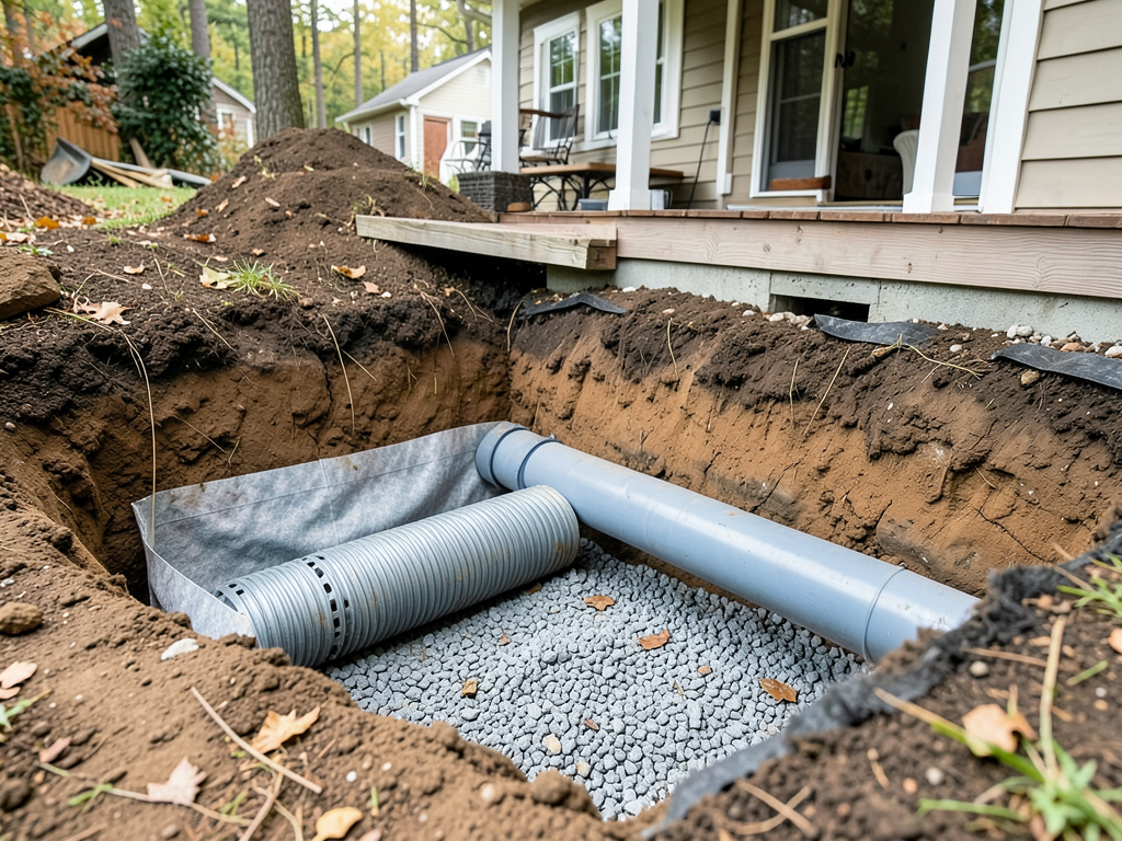 Does Your Yard in Forest Hill Need a French Drain to Stop Basement Seepage?