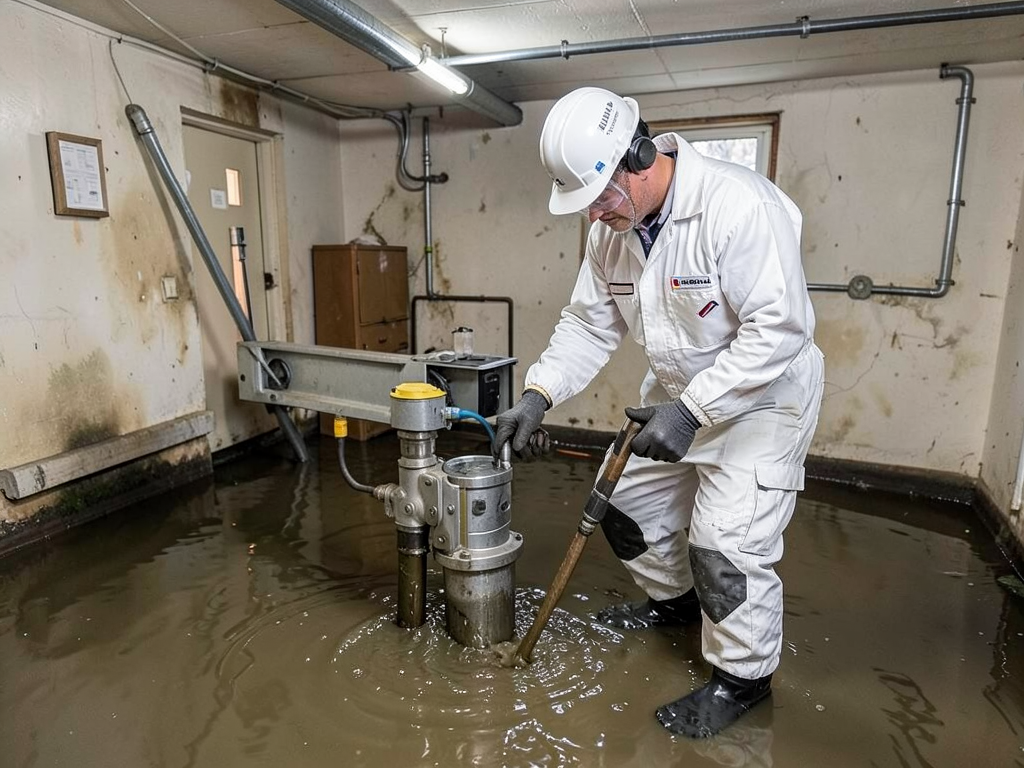 Removing standing water after a main sewer line br
