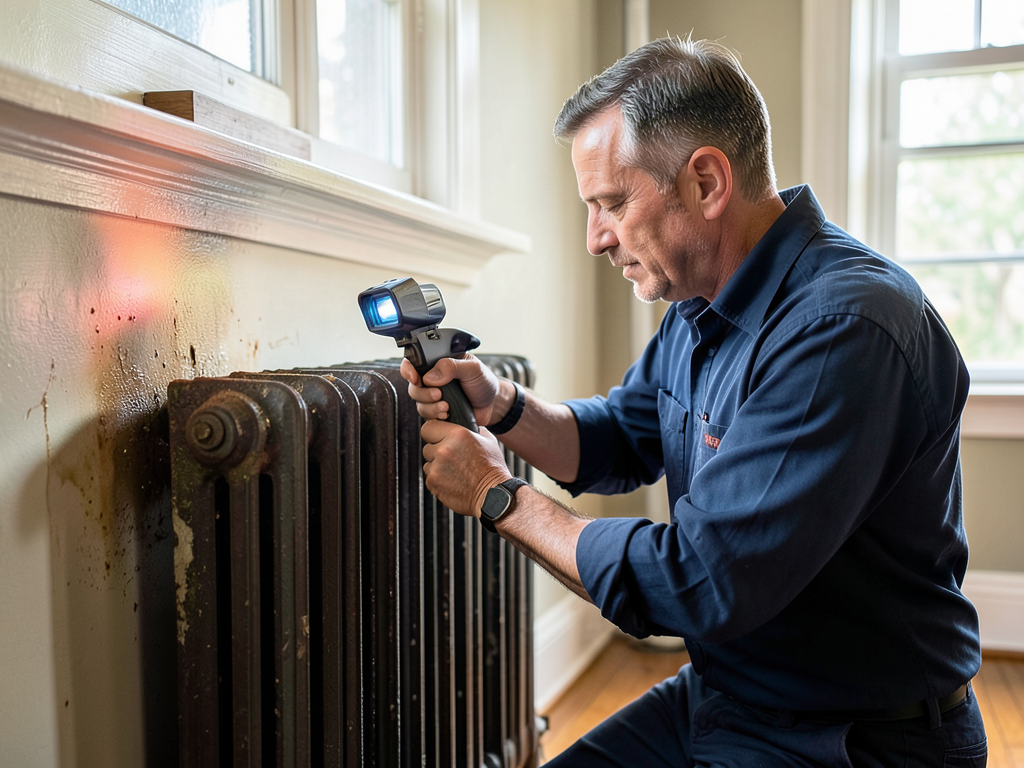Repairing water damage from leaky steam radiators