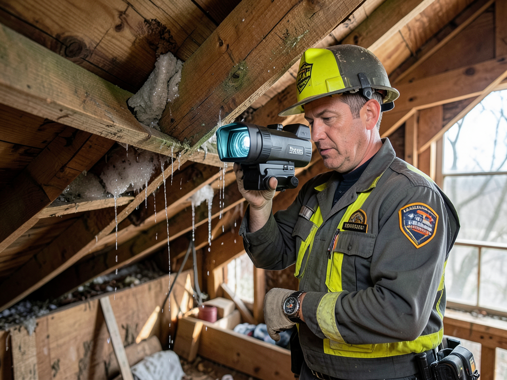 Storm damage cleanup and roof leak restoration in